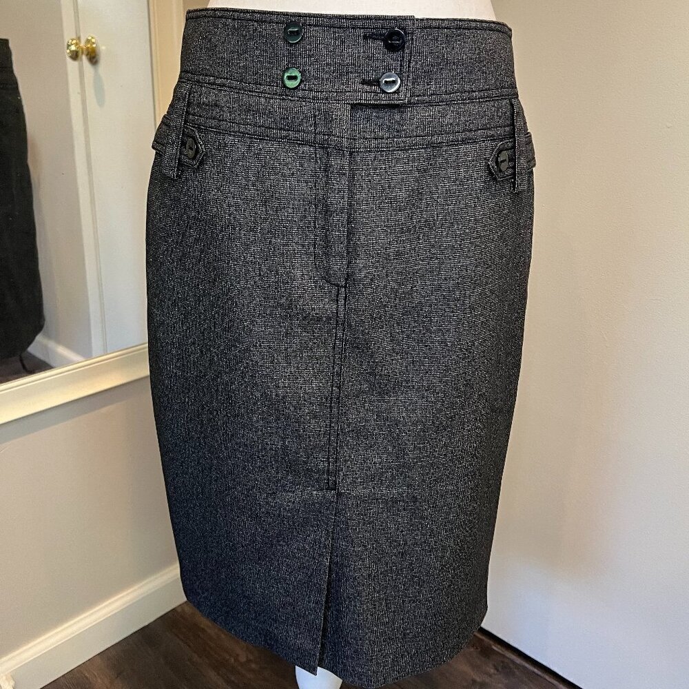 Next Dark Gray Buttoned Waist Pencil Skirt, Size 10